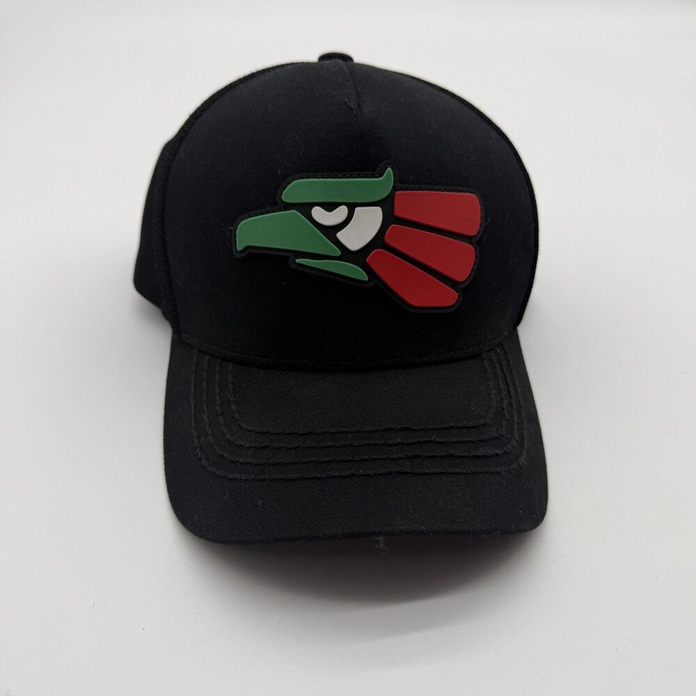 Mexico Hat Cap Snap Back Mens Black Mexican Colored Flag Eagle Graphic Logo